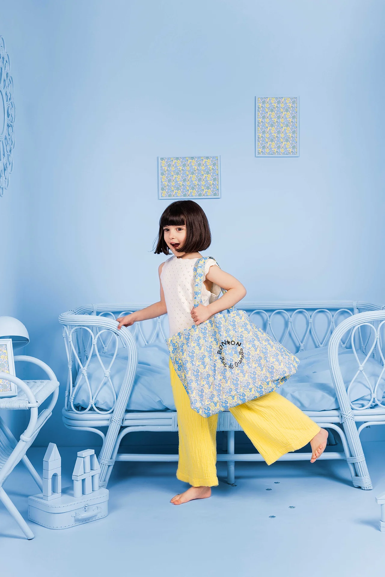 Cabas - Beth Fleur Vintage Bleu