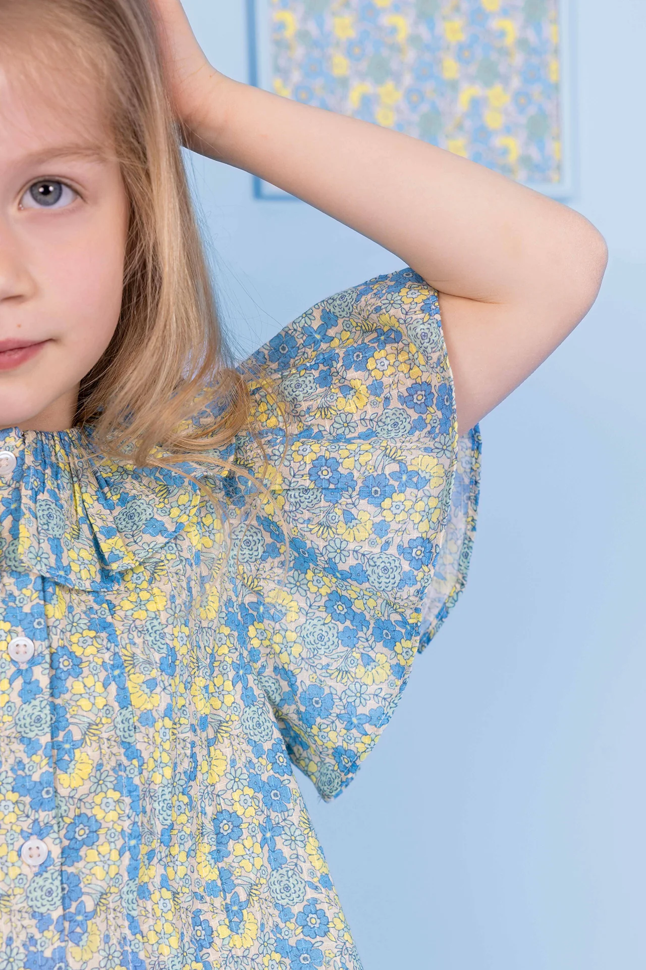 Blouse - Nancy Fleurs Vintage Bleu - Image 3