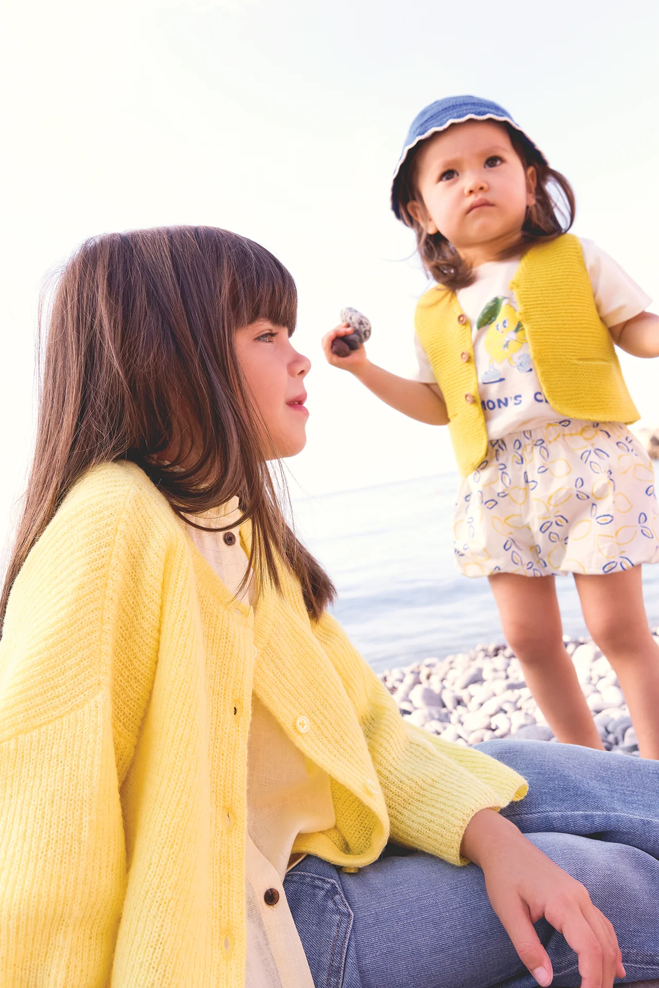 Cardigan - Lizbeth limoncello en maille côtélé