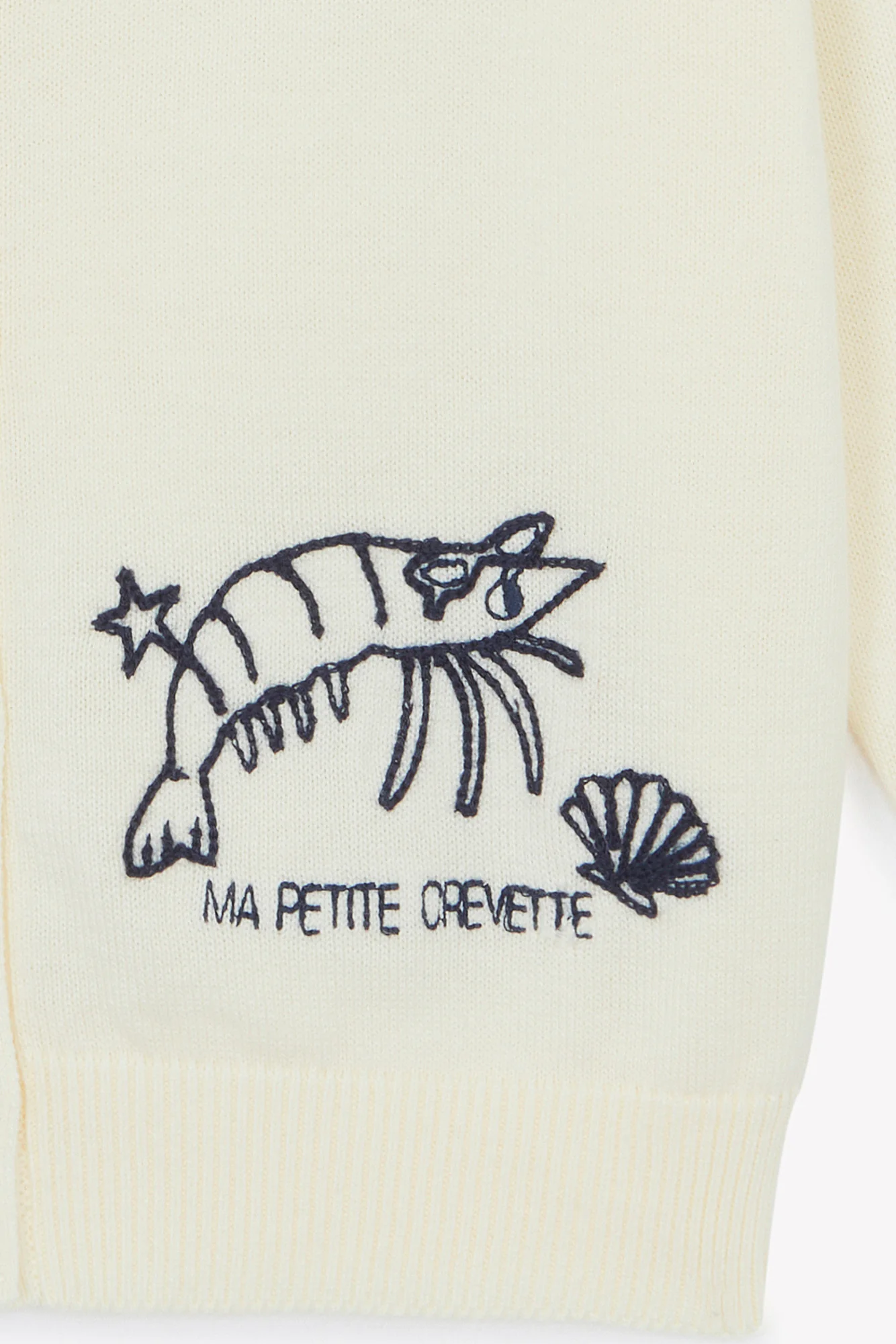 Cardigan - Lola écru bonton illustration "Ma petite crevette" - Image 5