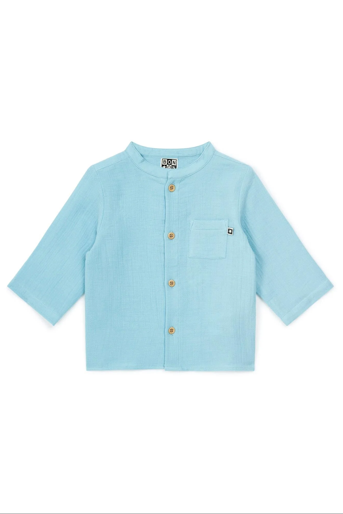 Chemise - Inter bleue Bébé en gaze 100% coton biologique certifié GOTS