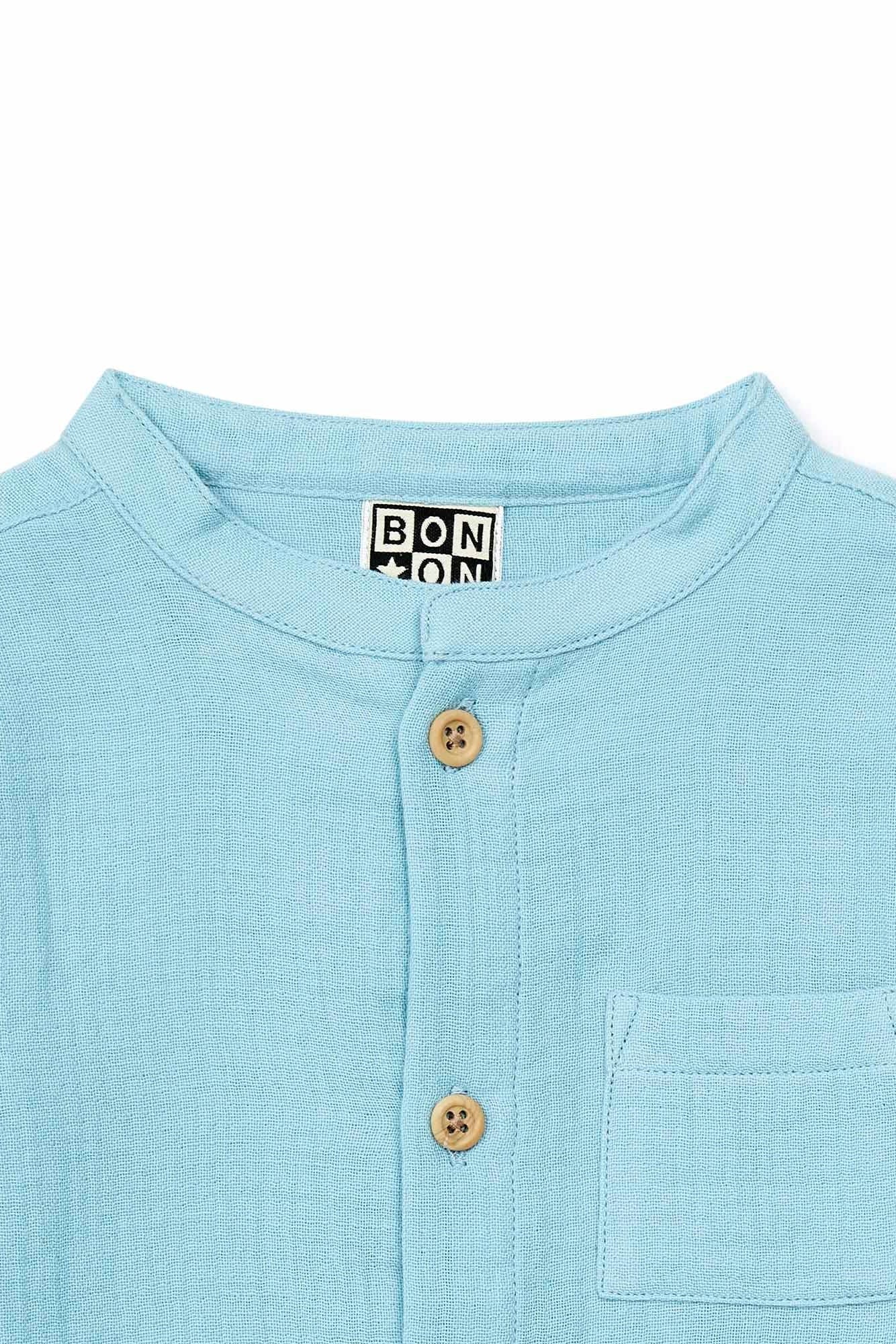 Chemise - Inter bleue Bébé en gaze 100% coton biologique certifié GOTS - Image 3