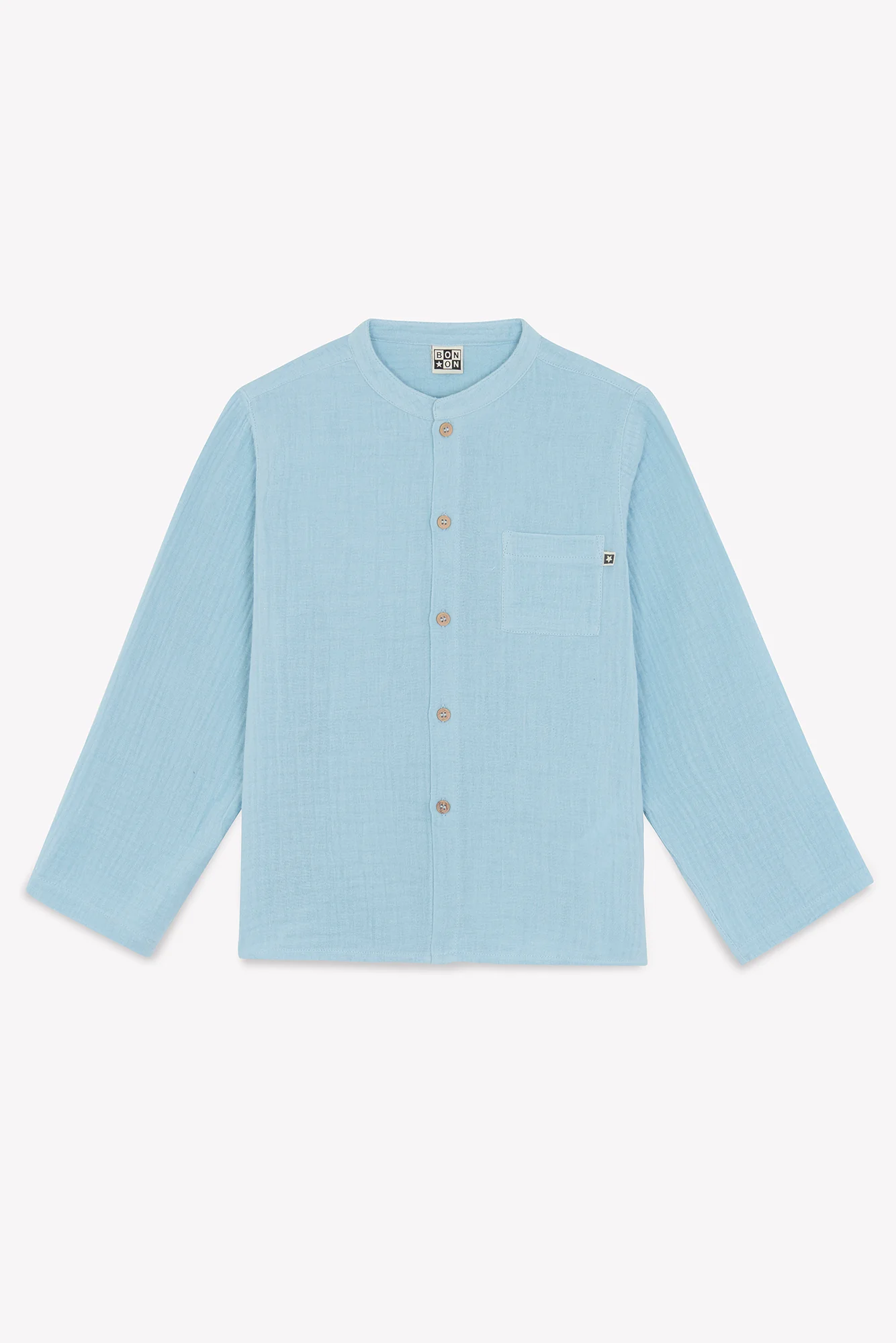 Chemise - Internet bleue en gaze 100% coton biologique certifié GOTS