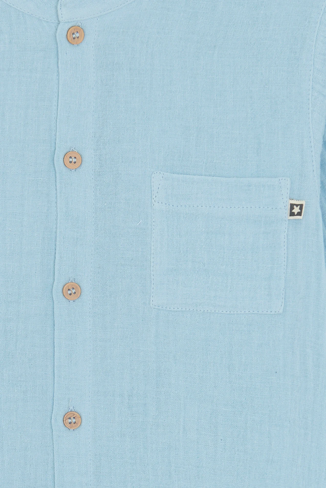 Chemise - Internet bleue en gaze 100% coton biologique certifié GOTS - Image 2