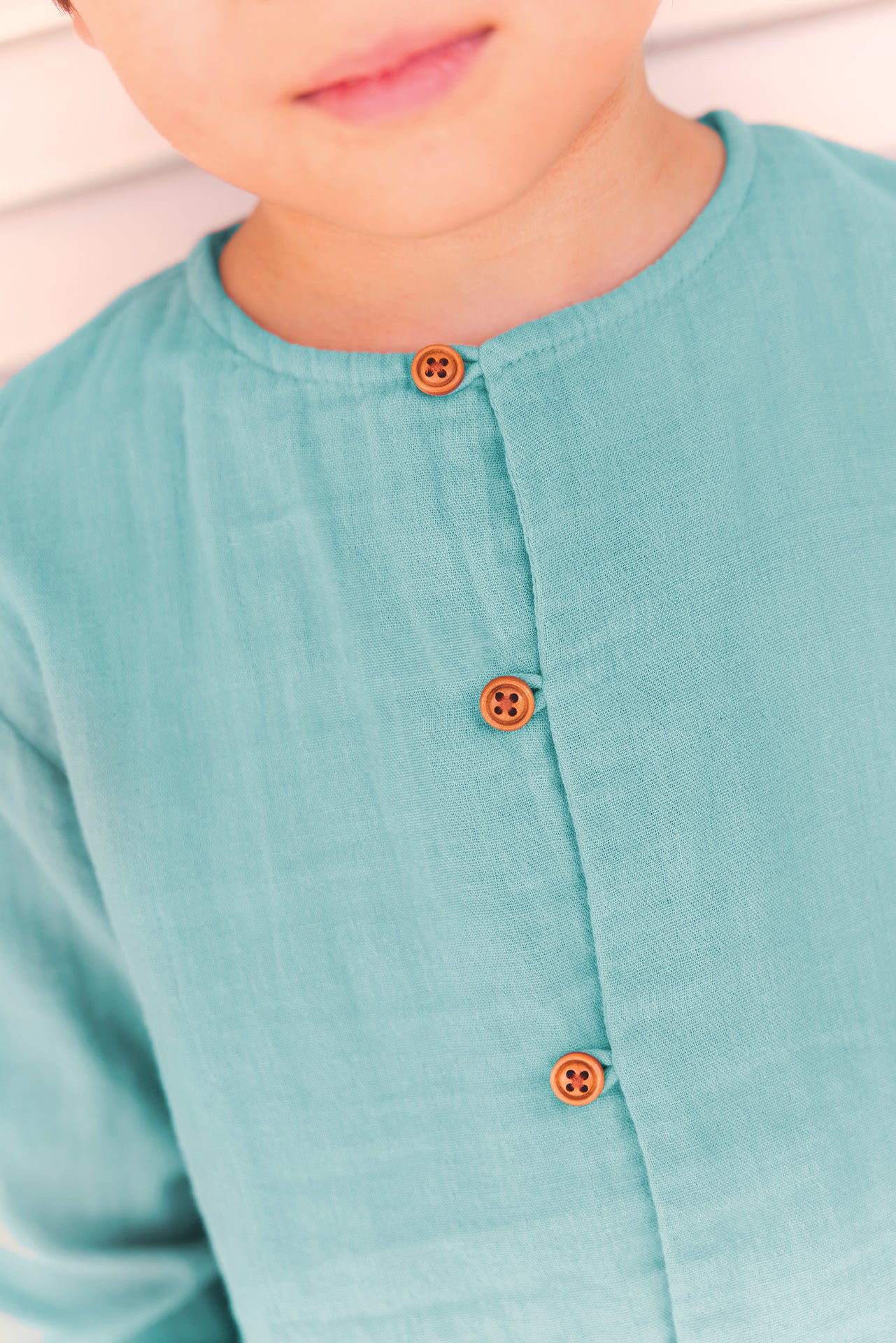 Chemise -  Linde bleu fish en gaze de coton - Image 2