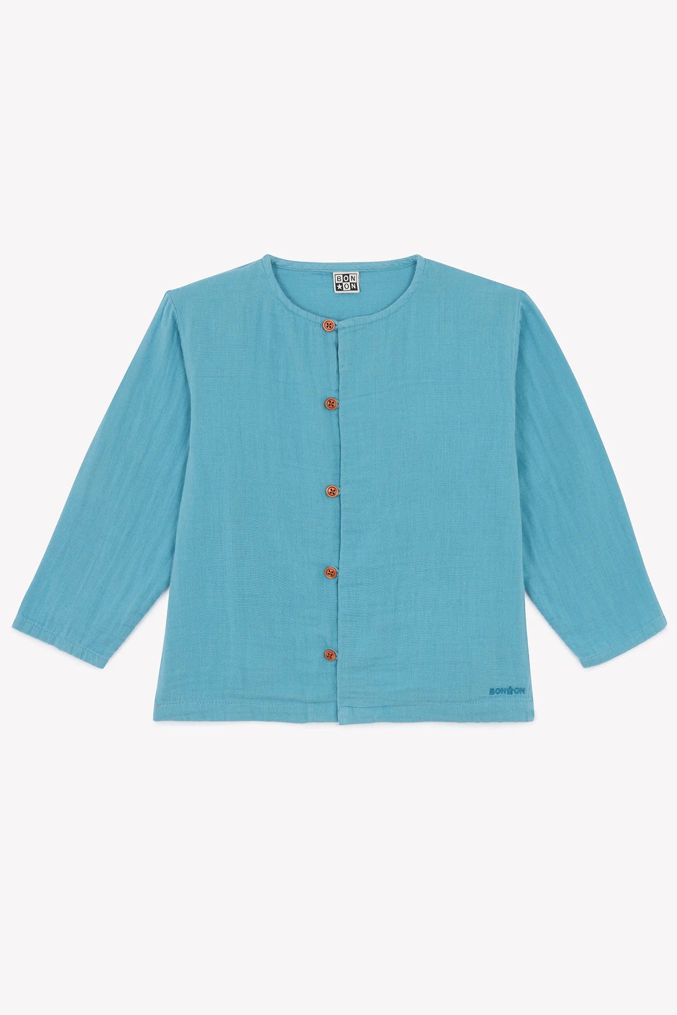 Chemise -  Linde bleu fish en gaze de coton - Image 4