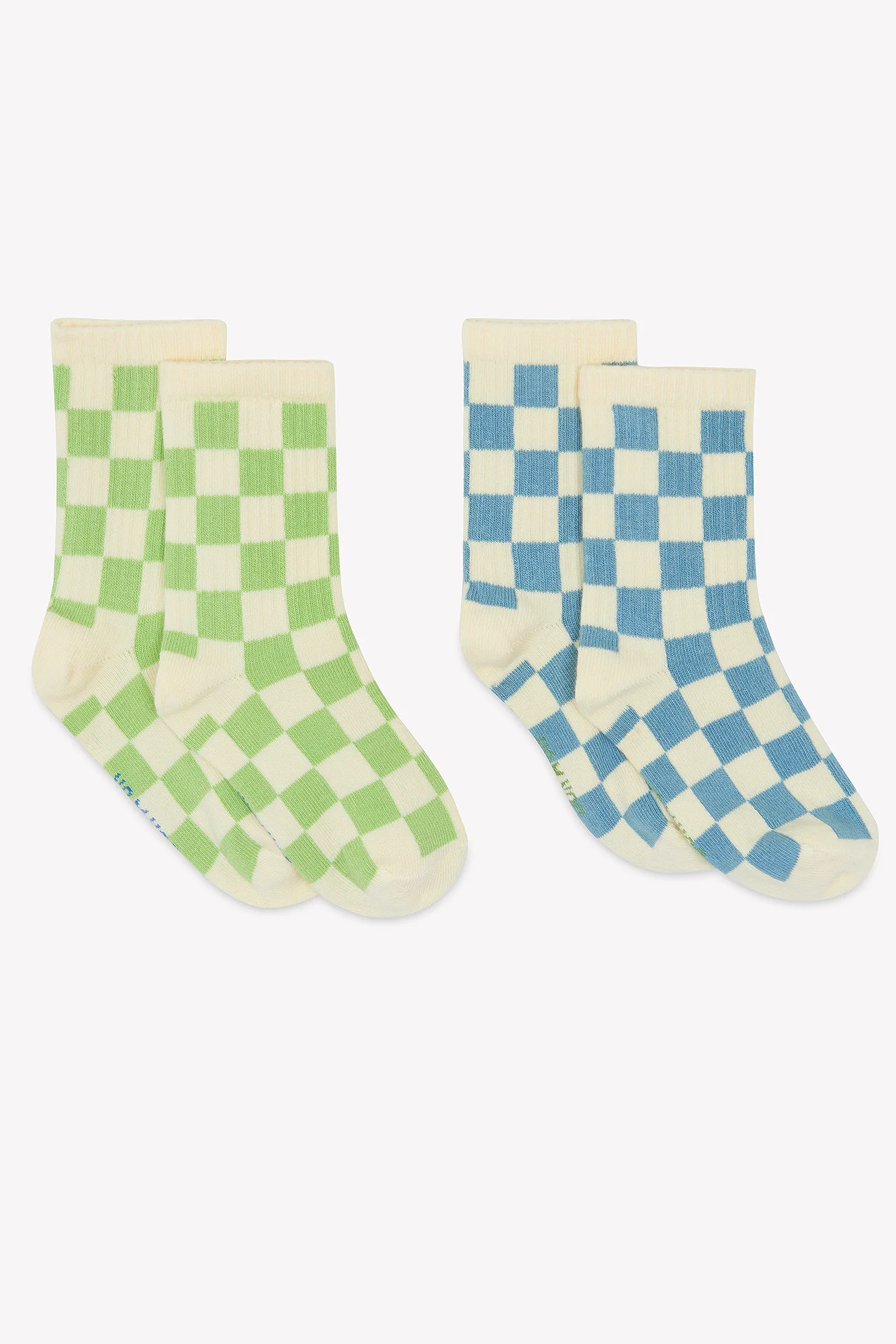 Lot de 2 chaussettes - Damier blue fish et vert - Image 3