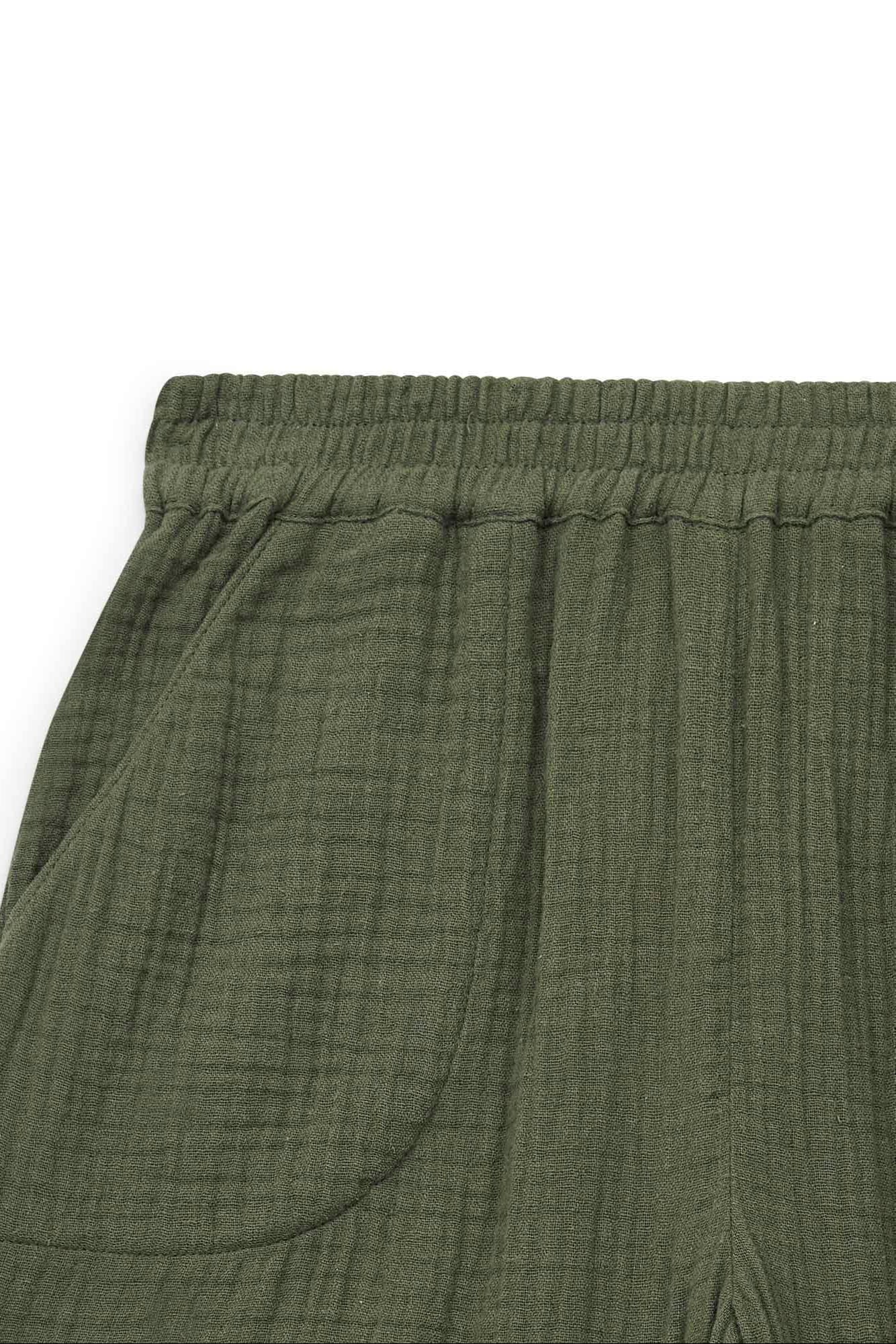Short - Rambo vert en double gaze de coton bio certifié GOTS - Image 3