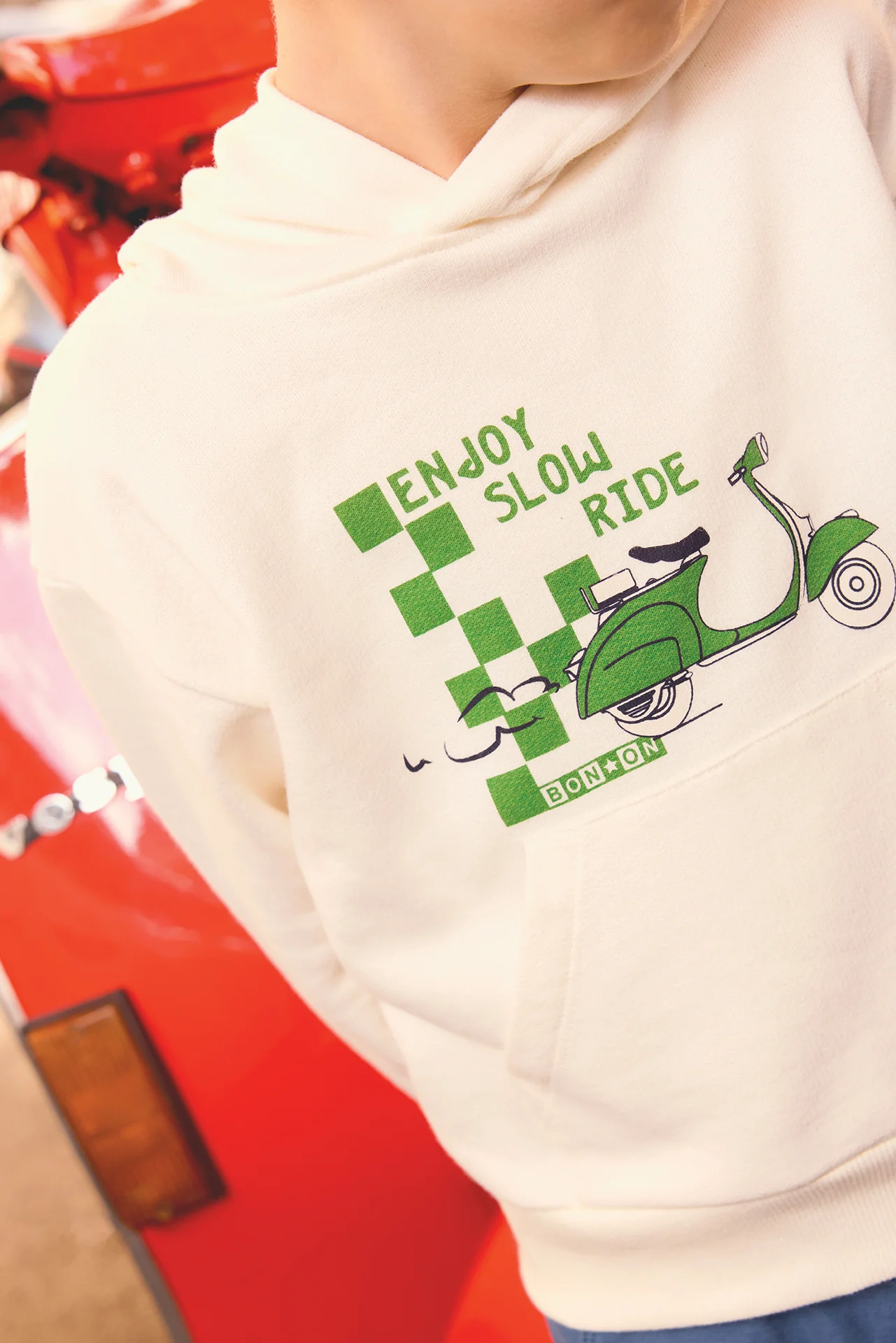 Sweat - Lennon écru bonton illustration scooter - Image 3