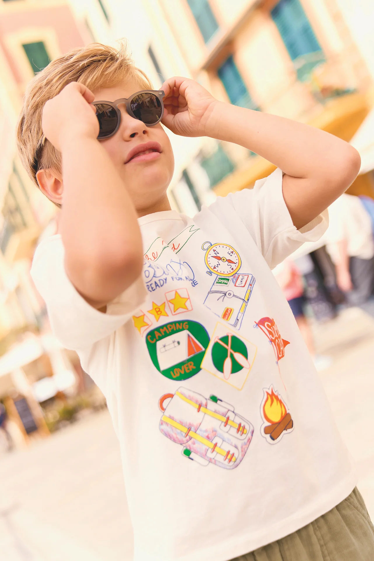 T-shirt - Livio blanc hamac illustration summer camp