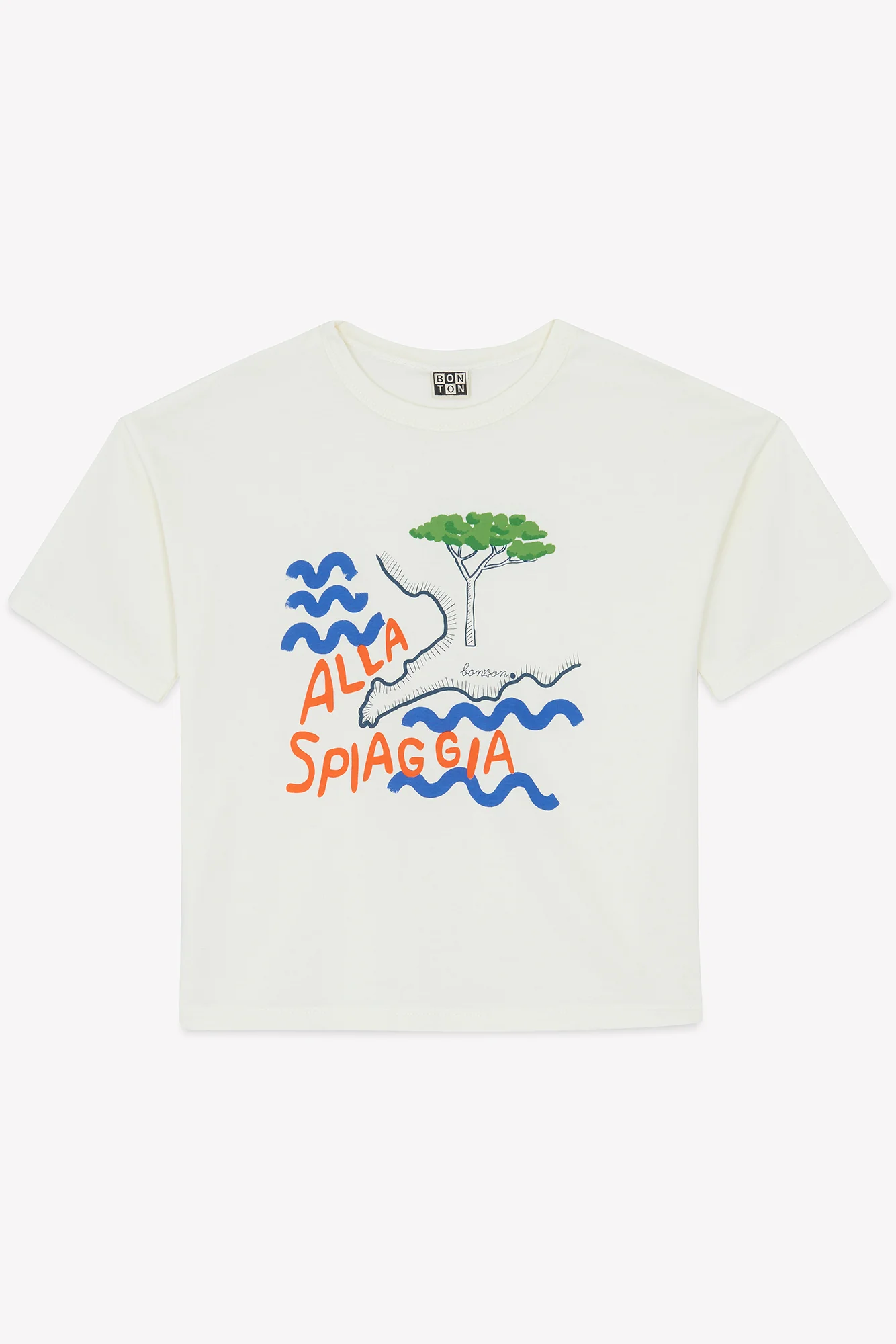 T-shirt - Livio écru bonton imprimé "Alla Spiaggia" - Image 2