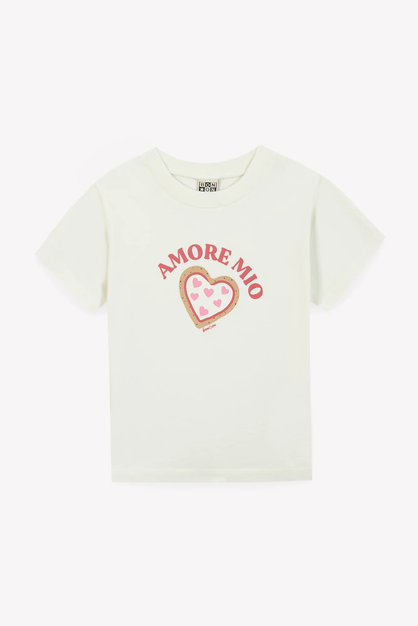 T-shirt - Tubo ecru bonton illustration "Amore Mio" - Image 4