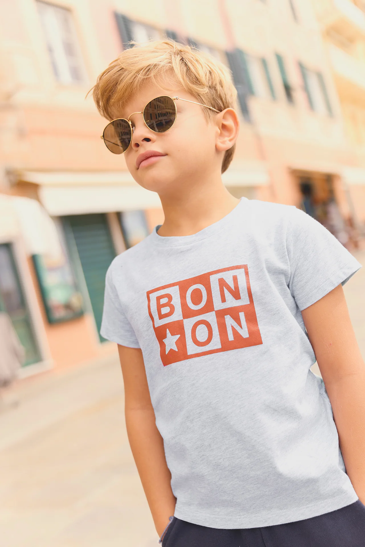 T-shirt - Tubo gris chiné logo bonton